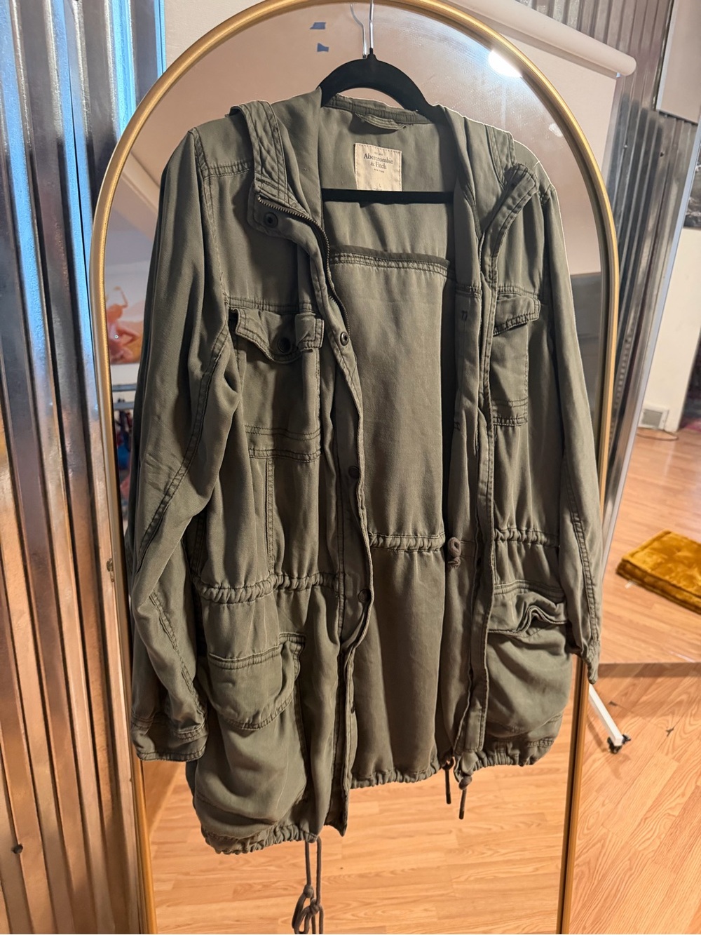 Abercrombie & Fitch Olive Green Bomber-Style Utility Jacket